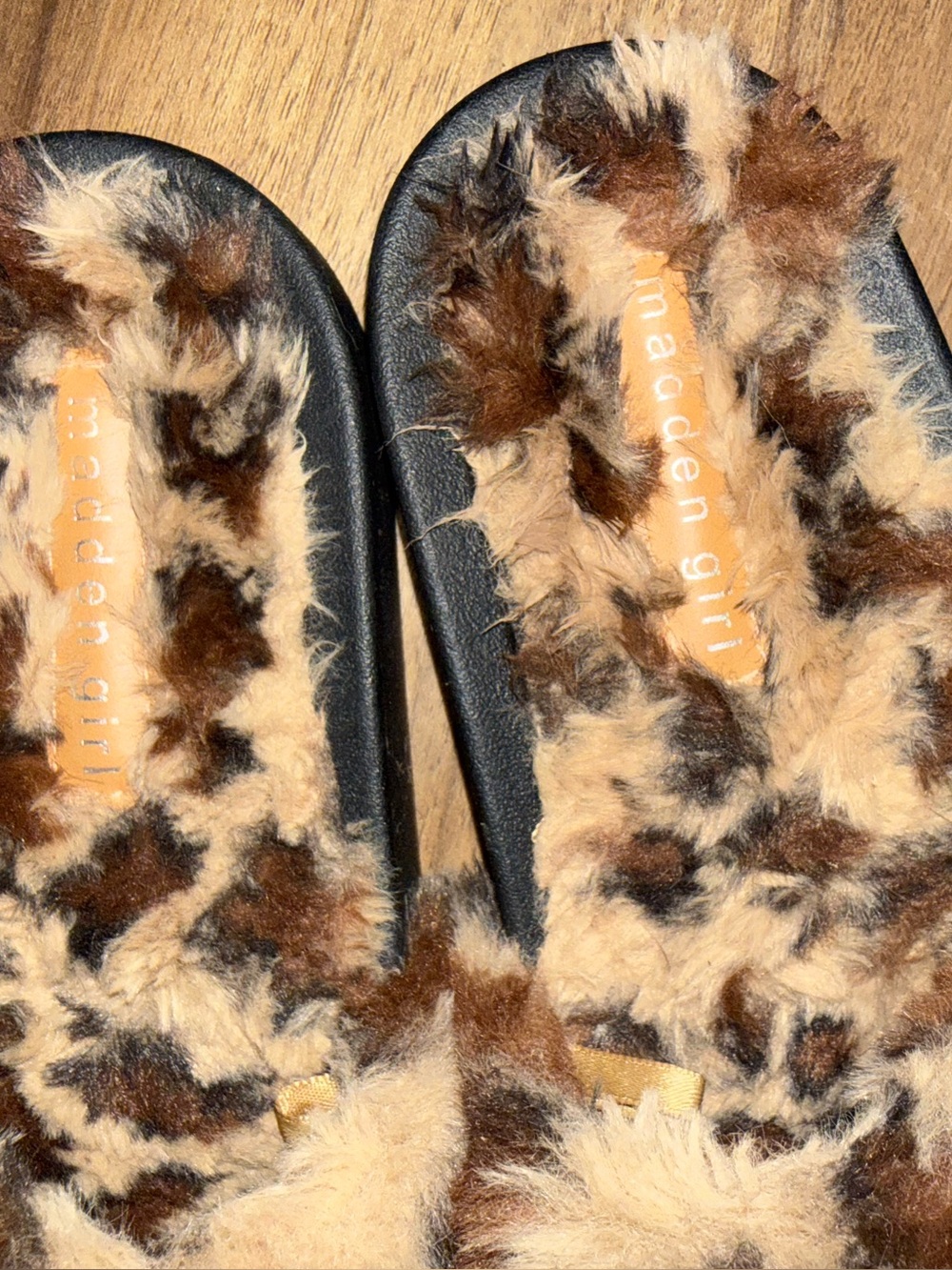 Steve Madden Leopard Print Faux Fur Slide Sandals - Brown Tan Black - Picture 10 of 10